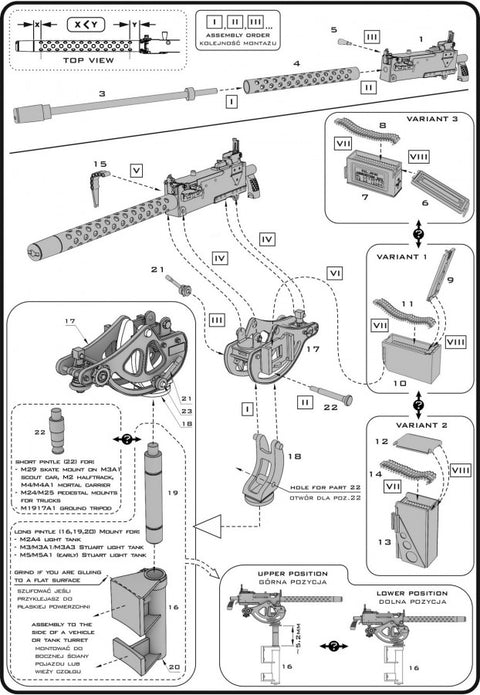 MASTER GM-35-087 1/35 Browning M1919 A4 .30 cal (7,62mm) - with anti-aircraft M20 mount (used e.g. on M3 Stuart) or D7431 cradle (e.g. M3 Scout Car)