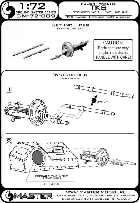 MASTER GM-72-009 1/72 Polish tankette TKS - Hotchkiss wz.25 with mount (resin and turned parts)