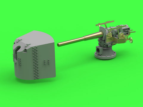 MASTER SM-350-113 1/350 SMS Emden - 10,5 cm SK L/40 guns - (resin, PE and turned parts) - (6pcs shielded and 4pcs open mount)