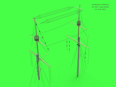 MASTER SM-350-117 1/350 SMS Viribus Unitis - masts, yards and other turned and resin parts set (for Trumpeter kit)