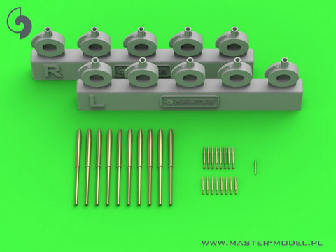 MASTER SM-350-119 1/350 HMS Naiad armament barrels - 5,25in (10pcs), 40mm POM-POM (8pcs), Vickers .50cal (8pcs) and Hotchkiss saluting gun (for Trumpeter kit)