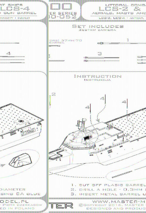 MASTER SM-700-052 1/700 Independence class of littoral combat ships (LCS-2, LCS-4) - aerials, masts & Mk110 (Bofors) 57mm/70 gun barrel