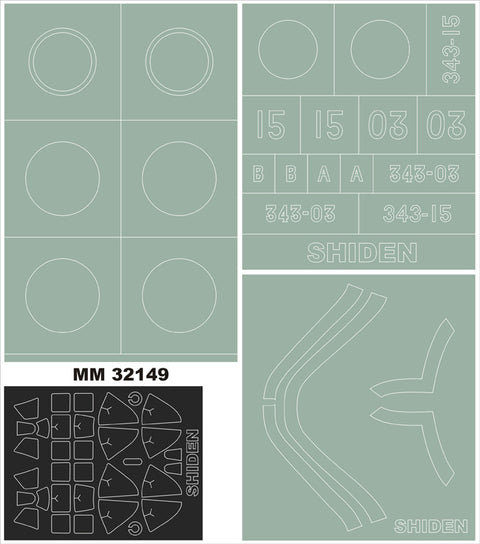 MONTEX MM32149 1/32 N1K2-J SHIDEN 2 canopy masks(outside & inside) + 3 insignia masks