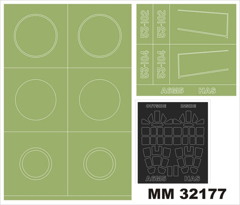 MONTEX MM32177 1/32 A6M5 ZERO 2 canopy masks(outside & inside) + 2 insignia masks