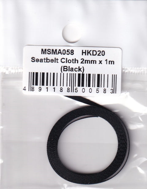 MSM Creation MSMA058 1/24 Seatbelt Webbing 2mm x 1m (Black)