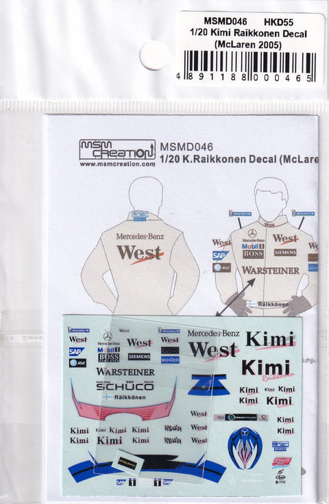 MSM Creation MSMD046 1/20 K. Räikkönen Decals (McLaren)