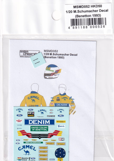 MSM Creation MSMD052 1/20 Decals for M. Schumacher Figure (Benetton 1993)