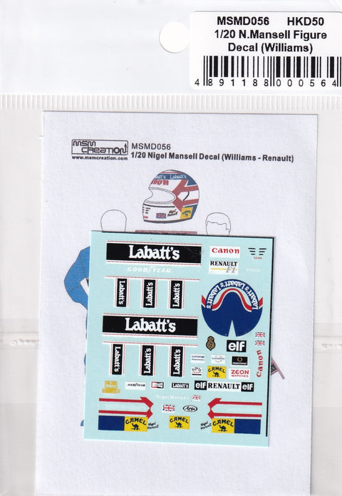 MSM Creation MSMD056 1/20 N. Mansell Figure Decals (Williams)
