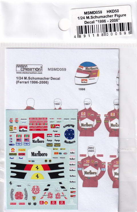MSM Creation MSMD059 1/24 M. Schumacher (Ferrari 2003–2006) Figure Decals
