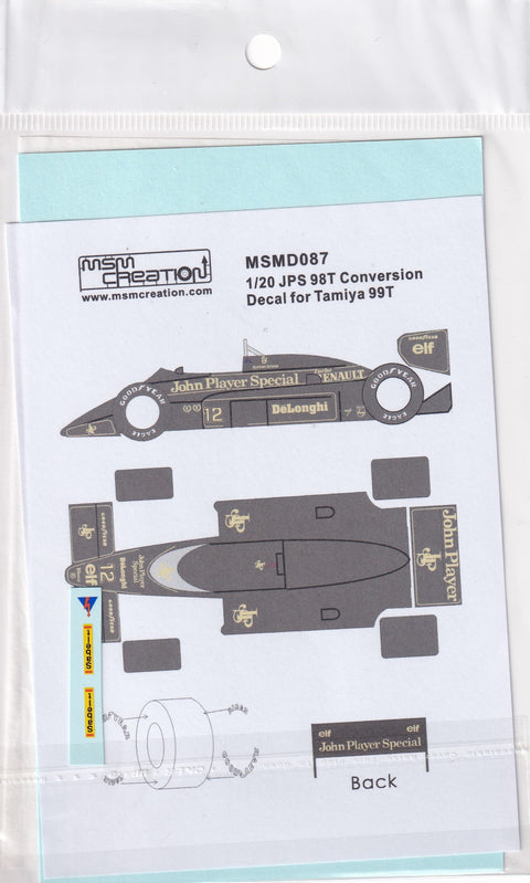 MSM Creation MSMD087 1/20 Lotus 98T Full Sponsor Decals (Compatible with Tamiya Lotus 99T)