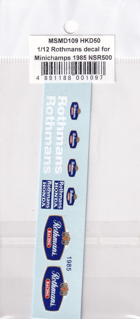 MSM Creation MSMD109 1/12 Rothmans Decals Minichamps 1985 Honda NSR500