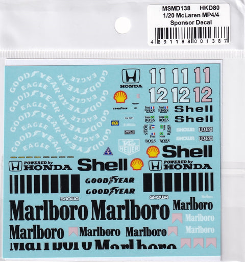 MSM Creation MSMD138 1/20 McLaren MP4/4 Full Decal Set (for Tamiya)