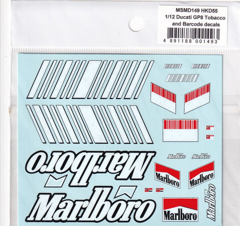 MSM Creation MSMD149 1/12 Ducati GP8 Tobacco Barcode Decals (for Minichamps)