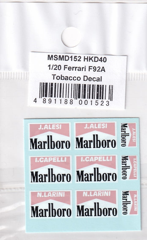MSM Creation MSMD152 1/20 Ferrari F92A Tobacco Decals (for NewRay/Minichamps)