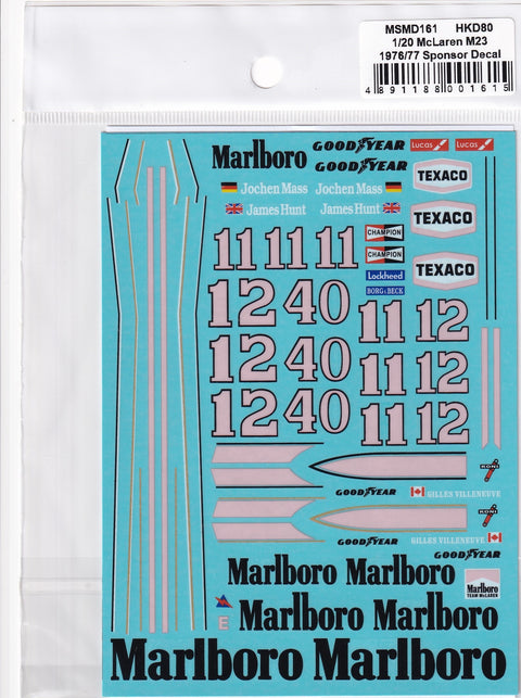MSM Creation MSMD161 1/20 McLaren M23 1976/77 Full Decal Set (for Tamiya)