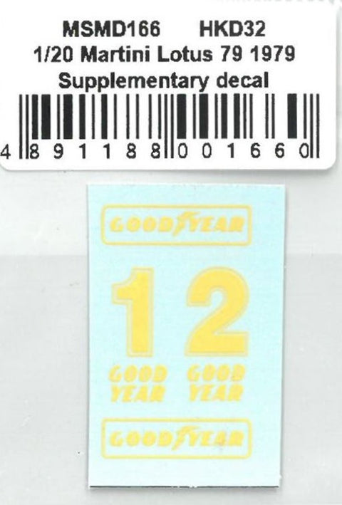 MSM Creation MSMD166 1/20 Martini Lotus 79 1979 Supplementary Decals (for Tamiya)