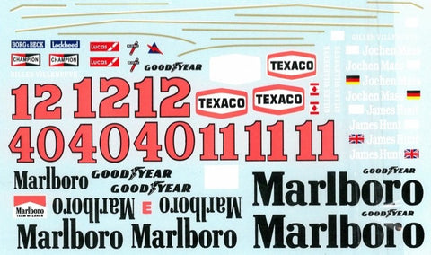 MSM Creation MSMD181 1/12 McLaren M23 1976/1977 "Marlboro" Conversion Decals (for Tamiya)