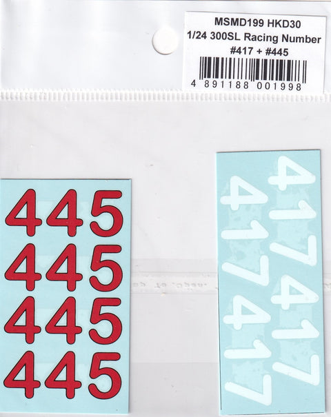 MSM Creation MSMD199 1/24 Mercedes-Benz 300SL Racing Number Decals #417 + #445 (Compatible with Tamiya)