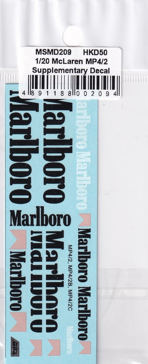 MSM Creation MSMD209 1/20 McLaren MP4/2 Marlboro Decals (for Aoshima)