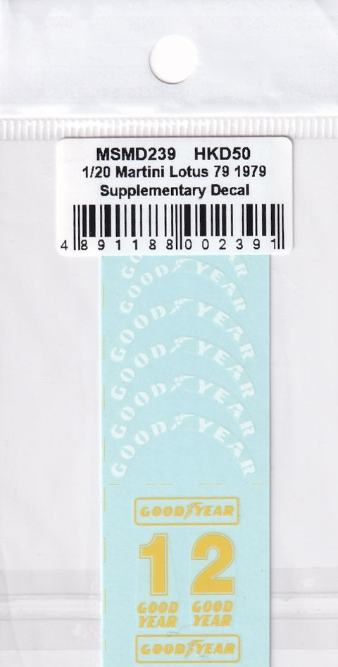 MSM Creation MSMD239 1/20 Martini Lotus 79 (1979) Supplementary Decals (includes Goodyear tire decals) (for Tamiya)