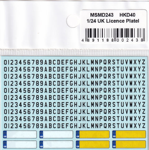 MSM Creation MSMD243 1/24 UK License Plate Decal (From September 2001)