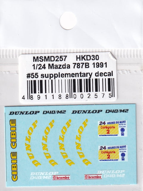 MSM Creation MSMD257 1/24 Mazda 787B 1991 Option Decals (for Tamiya)