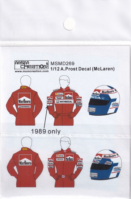 MSM Creation MSMD269 1/12 Alain Prost Figure Decals (McLaren) (for Meng Model / Model Factory Hiro)