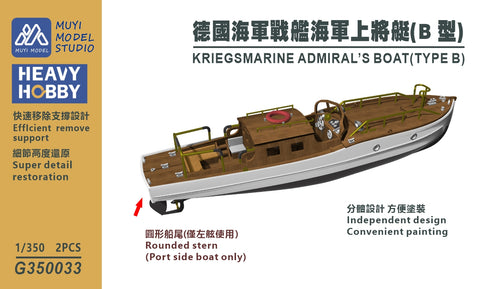 MUYI Model G350033 1/350 German Navy Admiral's Boat (Type B) Ultra-Precise 3D Printed Kit (Set of 2)