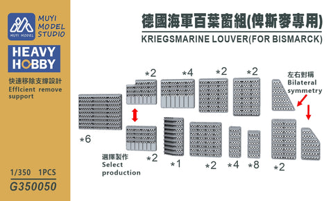 MUYI Model G350050 1/350 German Navy Louvers (for Bismarck) – Ultra-Precise 3D-Printed Kit (Compatible with Trumpeter) – 1 Set