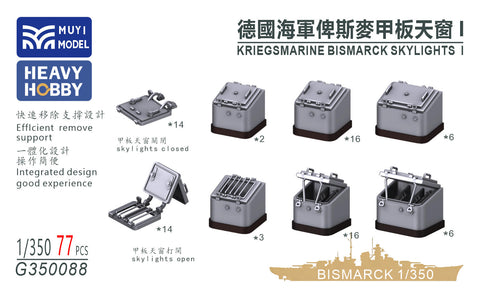 MUYI Model G350088 1/350 German Navy Bismarck Skylight I Ultra-Detailed 3D Printed Kit (77 Parts)