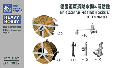 MUYI Model G700022 1/700 German Navy Fire Hoses & Hydrants – Ultra-Precise 3D-Printed Kit (71 Parts)
