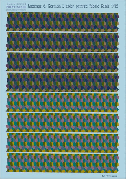 Print Scale 016-camo 1/72 German 5-Colour Lozenge Printed Fabric 016-camo 1/72
