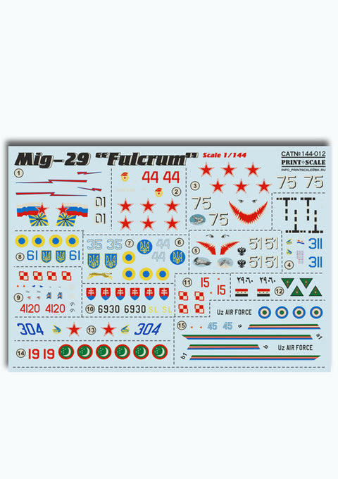 Print Scale 144-012 1/144 MiG-29 Fulcrum 144-012 Scale 1/72