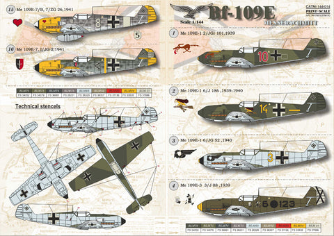 Print Scale 144-014 1/144 Messerschmitt Bf 109 E 144-014 Scale 1/144