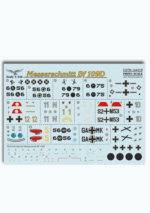 Print Scale 144-015 1/144 Messerschmitt Bf 109 D 144-015 Scale 1/144