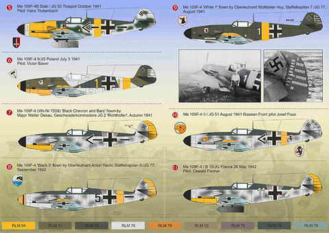 Print Scale 144-020 1/144 Messerschmitt Bf 109 F-4 Decals 144-020 Scale 1/144