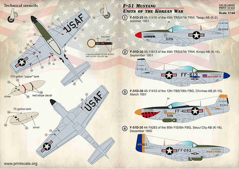 Print Scale 144-022 1/144 F-51 Mustang. Units of the Korean War 144-022 Scale 1/144