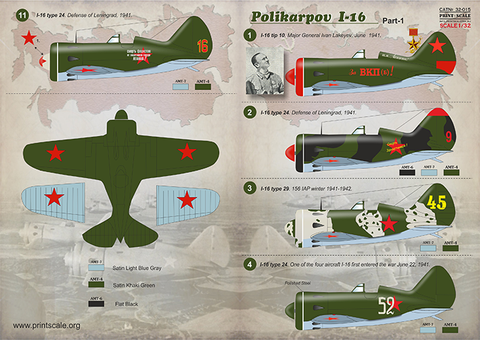 Print Scale 32-015 1/32 Polikarpov I-16 Part 1 32-015 Scale 1/32