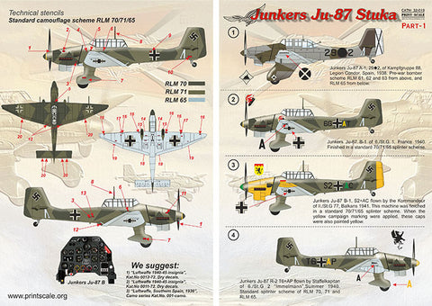 Print Scale 32-019 1/32 Junkers Ju-87 Part 1 The complete set 2 leaf