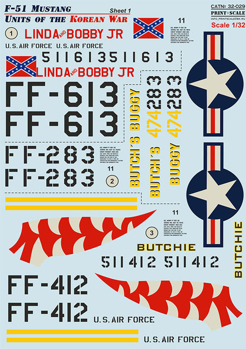 Print Scale 32-029 1/32 F-51 Mustang Units of the Korean War 32-029 Scale 1/32