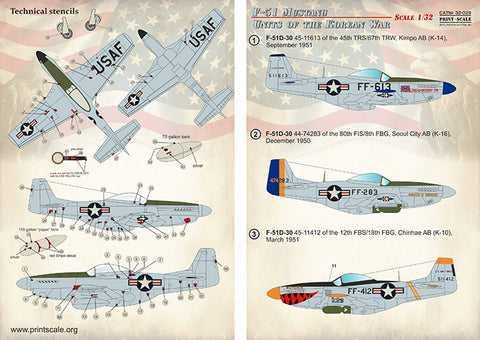 Print Scale 32-029 1/32 F-51 Mustang Units of the Korean War 32-029 Scale 1/32