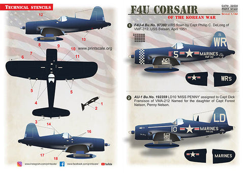 Print Scale 32-034 1/32 F4U Corsair of the Korean War Part 1 32-034 Scale 1/32