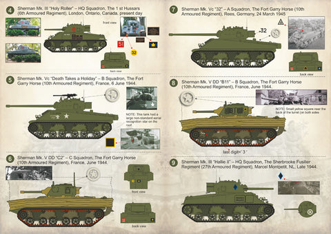 Print Scale 35-004 1/35 Sherman Tanks 2nd Canadian Armoured Brigade WWII Markings Set 35-004 Scale 1/35