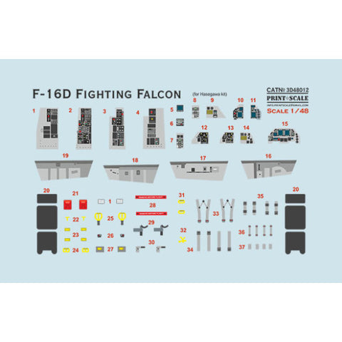 Print Scale 3D48-012 1/48 F-16D Fighting Falcon Instrument Panel 3D48-012 1/48