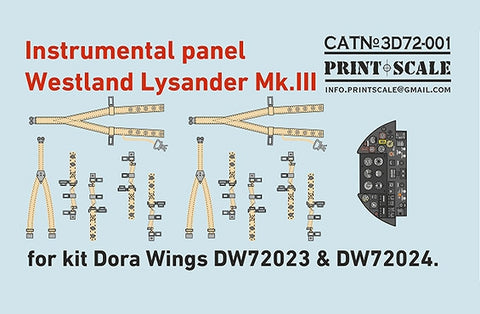 Print Scale 3D72-001 1/72 Westland Lysander Mk.III Instrument panel 3D72-001 1/72