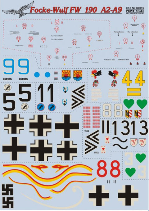 Print Scale 48-015 1/48 Focke-Wulf Fw 190 A-2–A-9 48-015 Scale 1/48