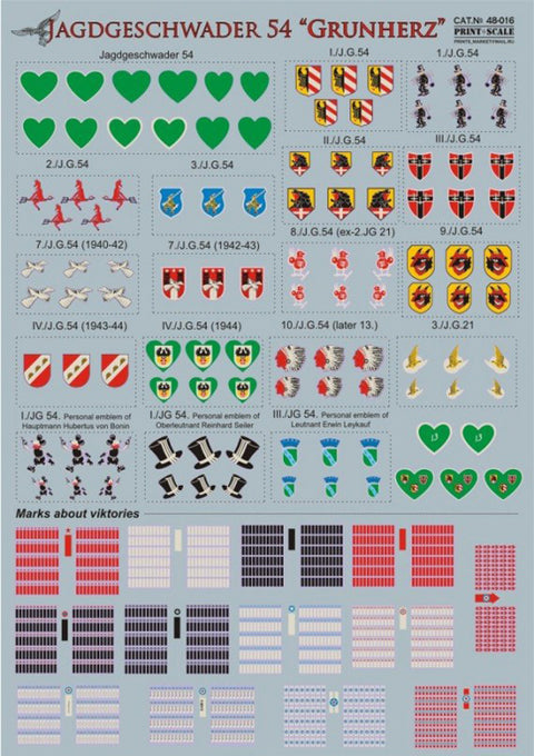 Print Scale 48-016 1/48 JAGDGESCHWADER 54 GRUNHERZ