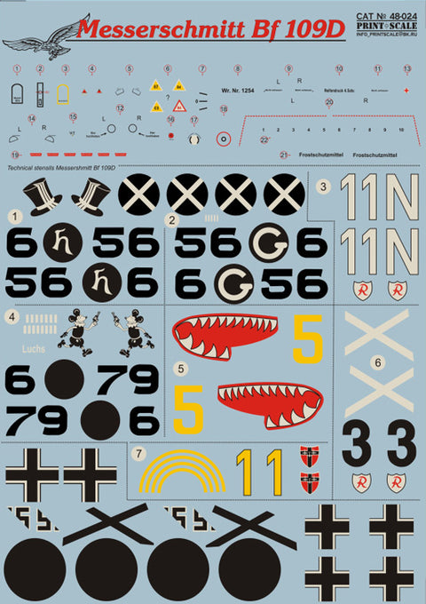 Print Scale 48-024 1/48 Messershmit Me-109 D