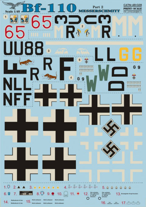 Print Scale 48-028 1/48 Messershmit Me-110 Part 2
