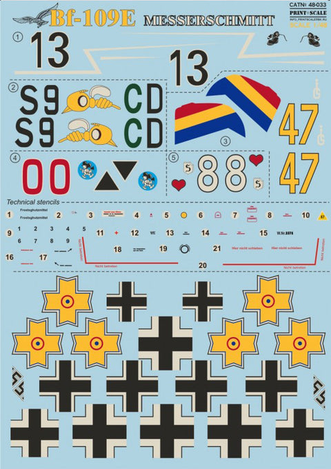 Print Scale 48-033 1/48 Bf 109E Messerschmitt Part 2 48-033 Scale 1/48